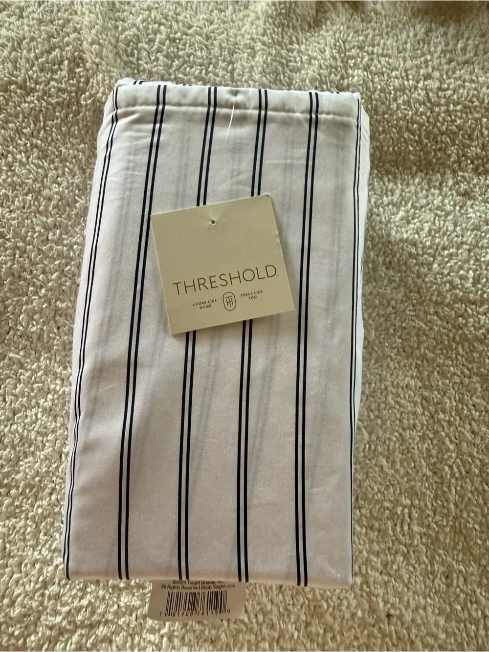 Threshold Black and White Striped Cotton fitted sheet